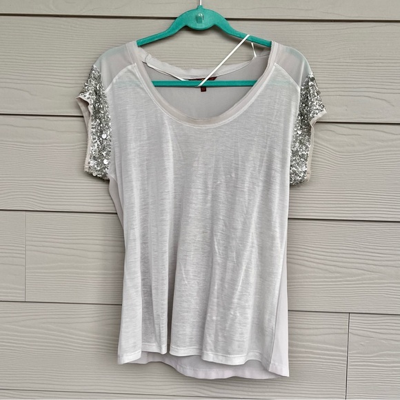 RARE 7 For All Mankind Sequin Stretch Tee - Picture 1 of 5